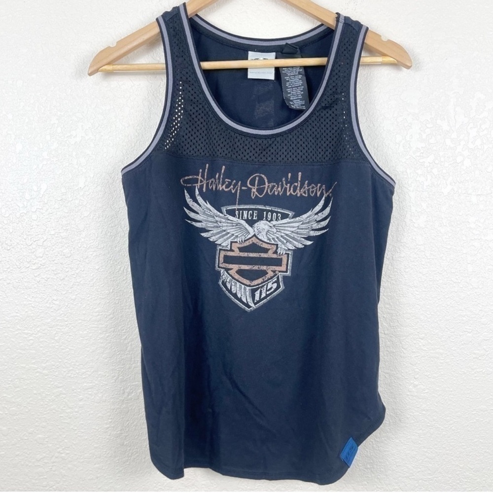 Harley Davidson Women’s Med 115 Anniversary Limited Edition Graphic Tank Black